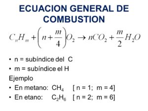 combustión eficiente ecuación general